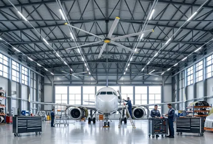 Flujo de aire implacable y confiable para hangares y aeropuertos.