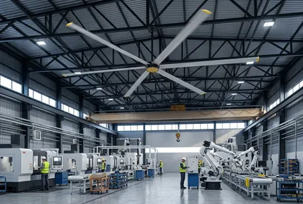 Flujo de aire confiable para almacenes y áreas de producción.